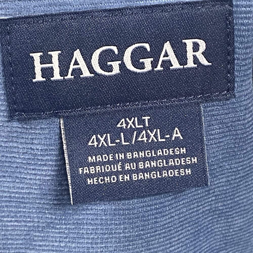 Haggar Corduroy Men's 4XLT Big & Tall Button-Down Shirt Long Sleeve Blue Soft - Picture 4 of 7